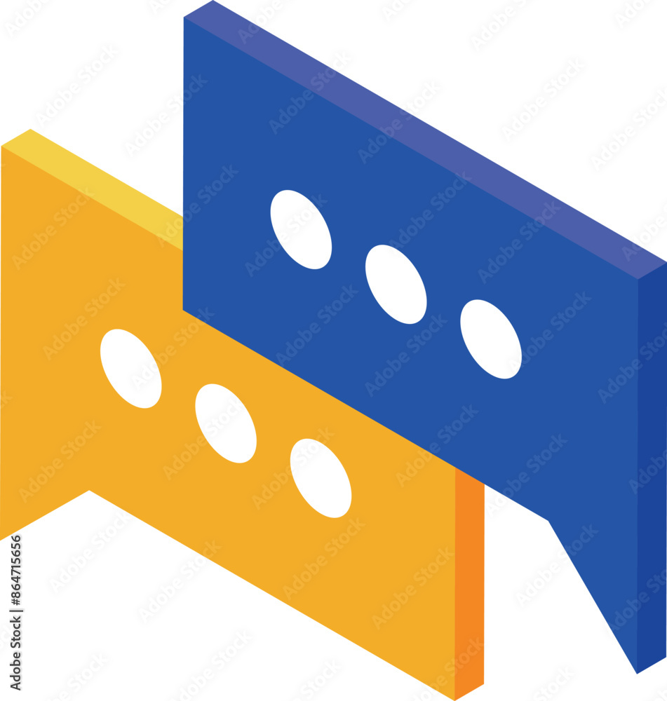 Poster two speech bubbles overlapping, representing a conversation or message exchange