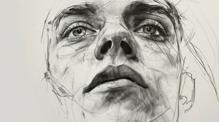 Intricate graphite illustration of a young person's face, capturing emotion through detailed linework and expressive features.