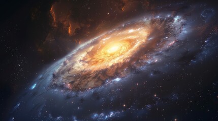 Obraz premium A spiral galaxy with a bright yellow center