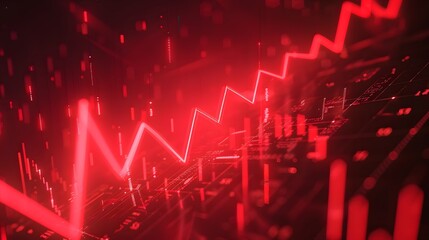 A visually striking upward arrow, stock market element, red simple background with light perception, depth of field,a 3D rendering,front focus view