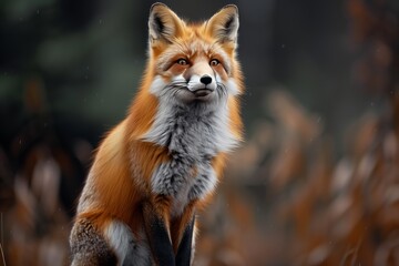 Obraz premium A Red Fox Standing in a Forest During the Day