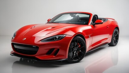 A bright red sports car on a white background.