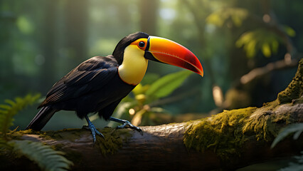Obraz premium Toucan - Bird, Exotic, Avian, Animal, Jungle, Wildlife, Colorful