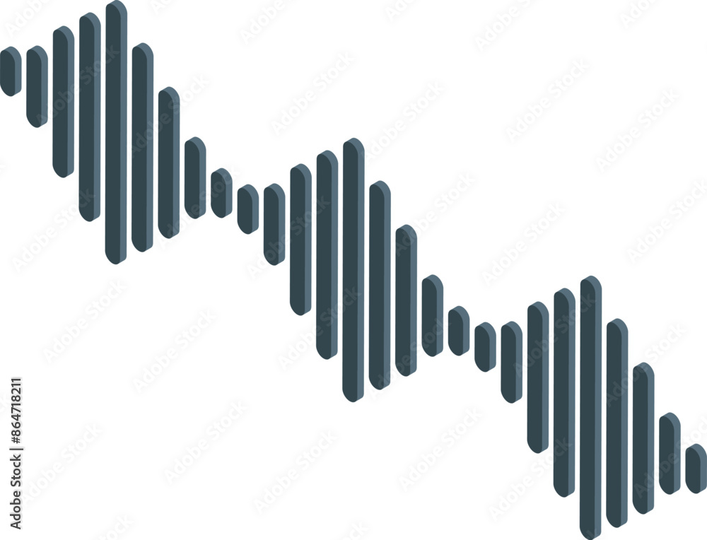 Poster sound wave form is visualized in isometric projection, showing the frequency of an audio track