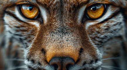 Obraz premium Close-Up Portrait of a Lynxs Golden Eyes With Blurred Background