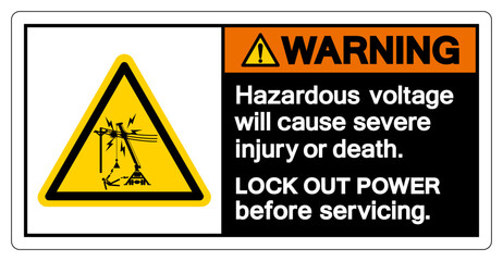 Warning Hazardous voltage will cause severe injury or death Symbol Sign, Vector Illustration, Isolate On White Background Label .EPS10