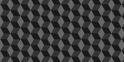 Abstract seamless hexagonal cube type illustration seamless wallpaper wire design. creative diamond surface web structure honeycomb gray and black element digital geometric pattern background.