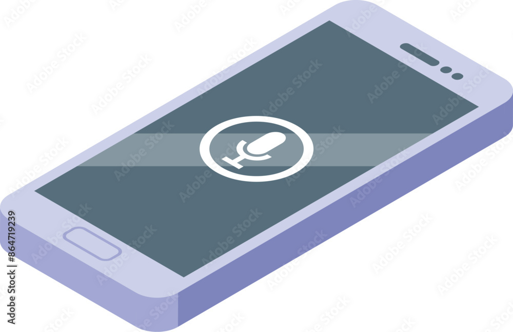 Poster smartphone is displaying a voice assistant app icon, indicating that the device is actively listenin