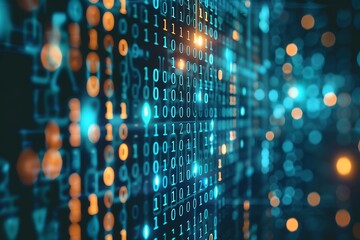 Obraz premium Binary code abstract futuristic technology background.