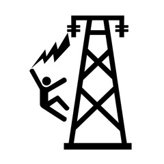 Electrical Hazard Black Icon,Vector Illustration, Isolate On White Background Label. EPS10