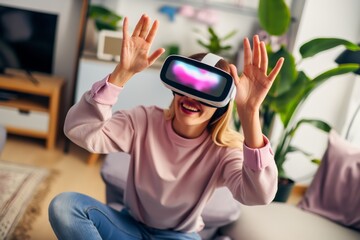 Woman in VR glasses