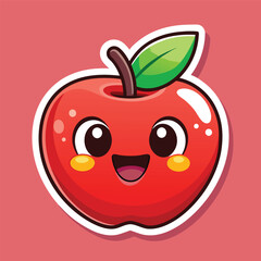 happy fun apple character sticker 