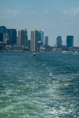 boston city massachusetts waterfron harbor day views