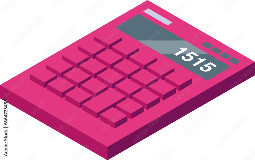 Poster pink calculator is showing the number 1515 on the display in this illustration about calculation