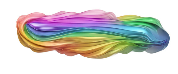 Multicolor strokes blending with smooth curves isolate on transparent background, cutout, png