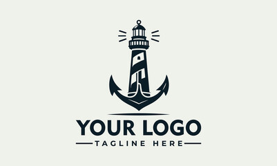 Anchor Lighthouse Vector Logo Highlighting Navigation, Safety, and the Guiding Light of an Anchor Lighthouse Symbolize Direction, Hope, and the Unwavering Beacon of Anchor Lighthouses
