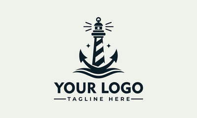 Anchor Lighthouse Vector Logo Highlighting Navigation, Safety, and the Guiding Light of an Anchor Lighthouse Symbolize Direction, Hope, and the Unwavering Beacon of Anchor Lighthouses