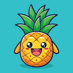 happy fun pinnaple character sticker 