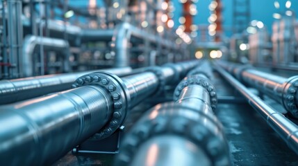 Fototapeta premium A series of pipes are shown in a factory setting