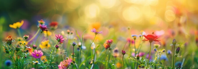 Summer Sunset Meadow Flowers