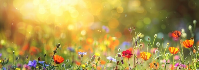 Sunlight Filtering Through a Field of Wildflowers