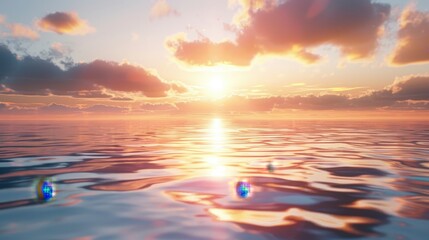 Sunset Over Ocean Waves with Golden Light