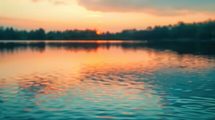 Abstract Blurry Sunset Reflection Over Water