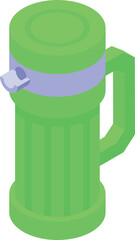 Green thermos with a safety lock, keeping your drinks warm on a cold day or cold during summer