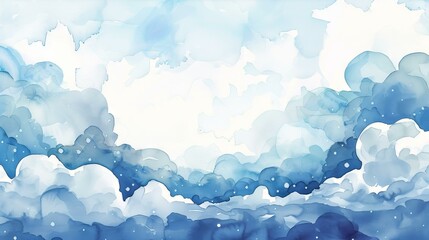 Abstract blue watercolor cloudscape background. Dreamy and ethereal abstract watercolor background with blue cloud formations, perfect for design projects with themes of nature, sky, or tranquility.