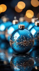 Fototapeta premium blue christmas balls