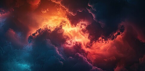 Fototapeta premium Vibrant Nebula Clouds Swirling in a Cosmic Fog