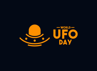 World Ufo Day. July 2. Black Background. Ufo icon. Flat design vector.