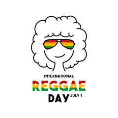 International Reggae Day. July 1. White background. Flat design vector. Poster, banner, card, background.