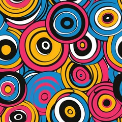 Fototapeta premium Vibrant Retro Pop Art Patterns - Colorful and Bold 70s Style Decor Inspired Design for Backgrounds and Prints, seamless