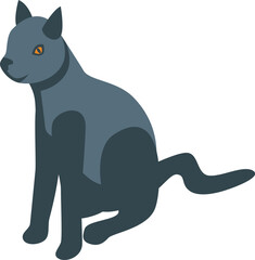 Grey cat sitting with tail extended isometric icon for web design isolated on white background