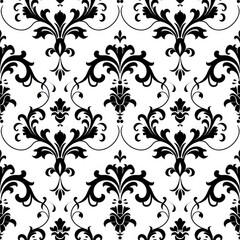 Obraz premium Delicate Victorian Elegance: Intricate Swirls and Motifs on White Background, seamless