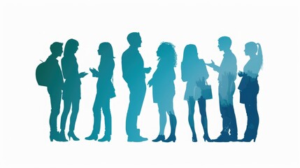 Silhouette Cut-Out People Chatting - Communication and Connection Concept