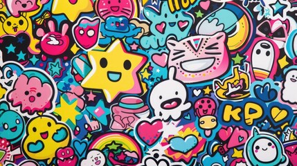 Vibrant and Trendy Sticker Collection with Colorful Designs for Scrapbooking and Decoration