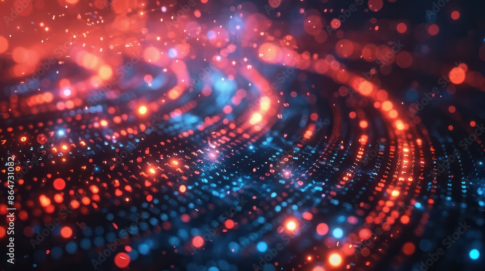 Poster a colorful, abstract image with a red and blue swirl