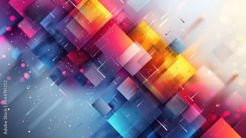 Poster A colorful abstract design with squares of different colors