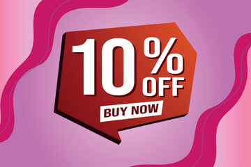 10% ten percent off buy now poster banner graphic design icon logo sign symbol social media website coupon

