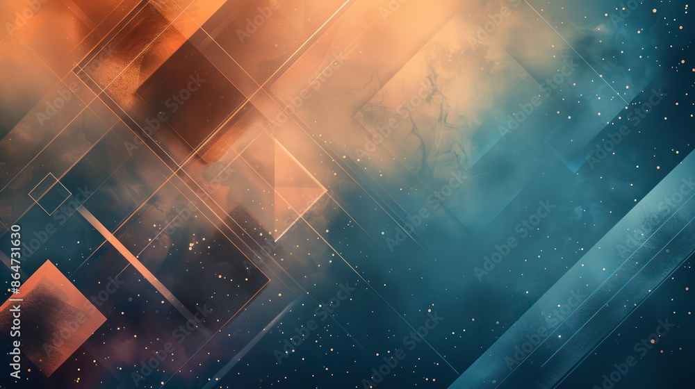 Aufkleber a colorful abstract background with a blue sky and orange and red squares