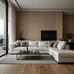modern living room interior design with white sofa