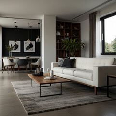 Fototapeta premium modern living room interior design with white sofa