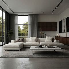 modern living room interior design with white sofa