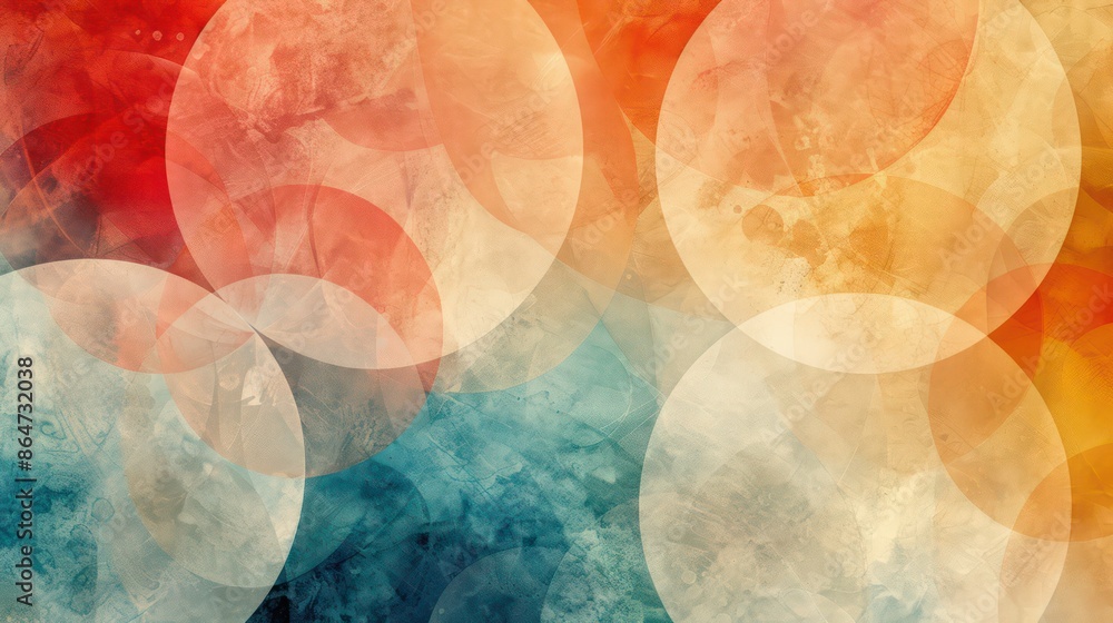 Poster a colorful abstract painting with a blue circle in the middle