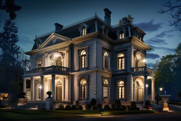 Obraz premium elegant building white stone old mansion