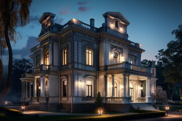 Obraz premium elegant building white stone old mansion