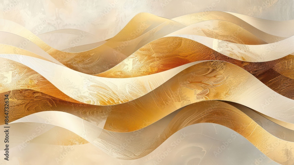 Poster a gold and white wave pattern with a gold and white background
