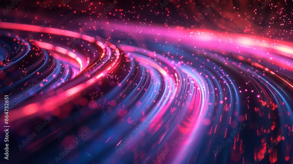 Poster a colorful, abstract image with a purple and blue background and red